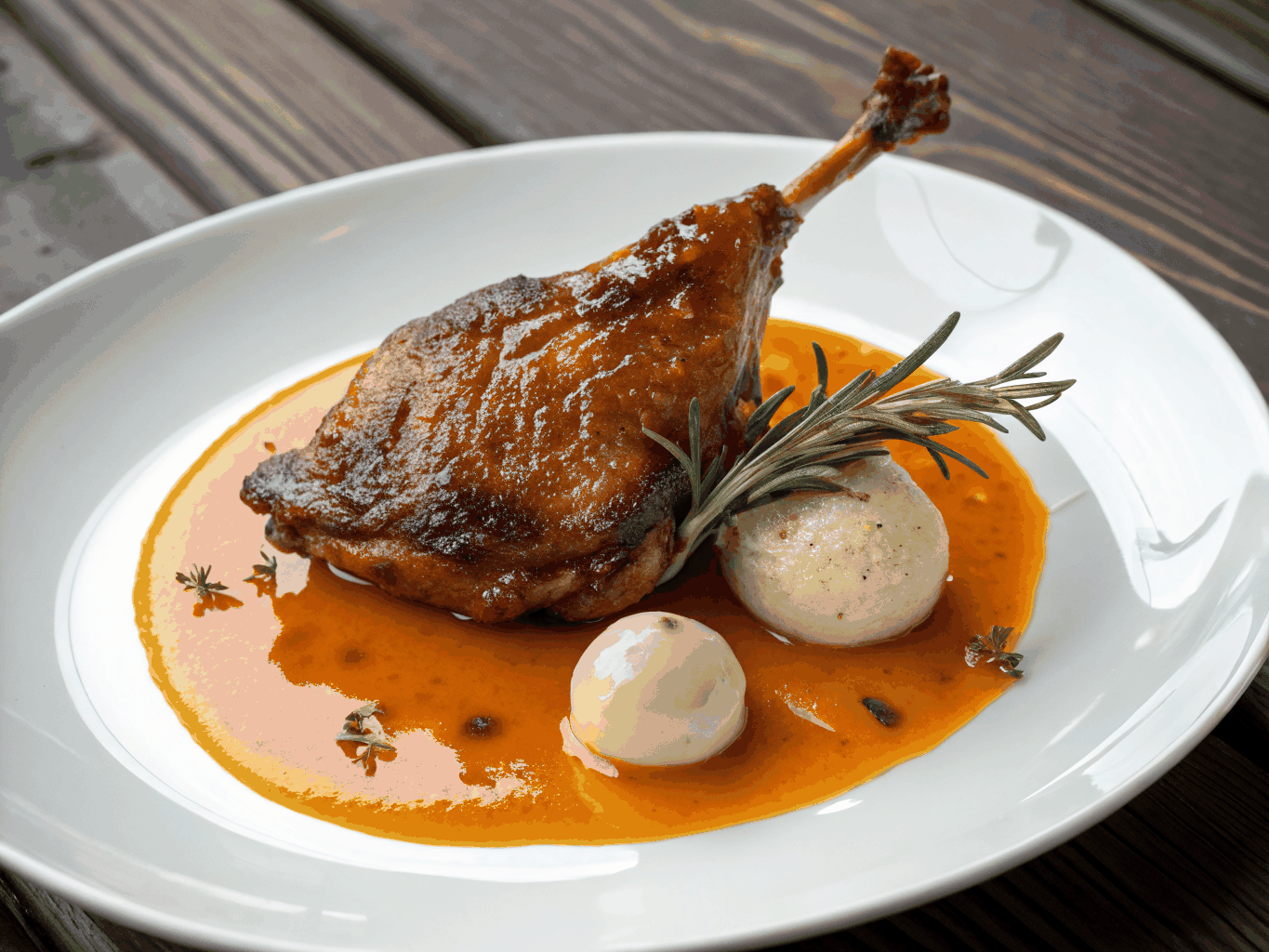 Gourmet savory small plates presented on dark ceramic dishware